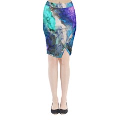 Blue Sensations Midi Wrap Pencil Skirt by Art2City