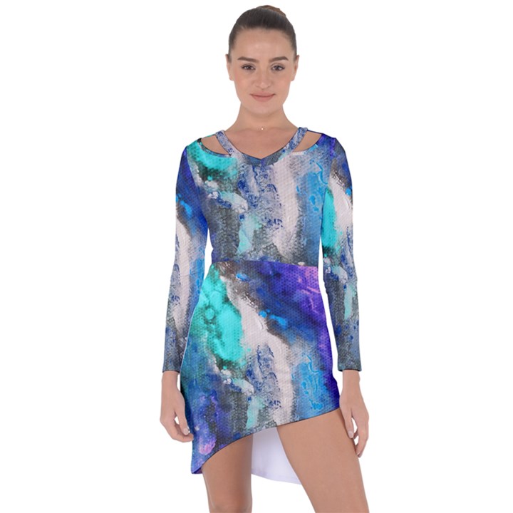 Blue Sensations Asymmetric Cut-Out Shift Dress