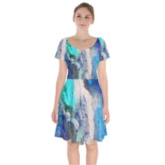 Blue Sensations Short Sleeve Bardot Dress by Art2City