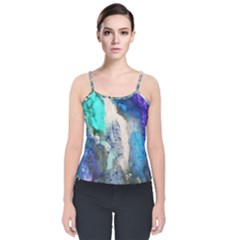 Blue Sensations Velvet Spaghetti Strap Top