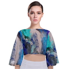 Blue Sensations Tie Back Butterfly Sleeve Chiffon Top by Art2City