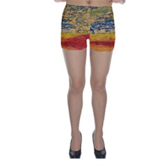 The Framework Drawing Color Texture Skinny Shorts by Sapixe