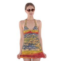 The Framework Drawing Color Texture Halter Dress Swimsuit  by Sapixe