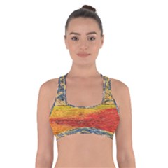 The Framework Drawing Color Texture Cross Back Sports Bra by Sapixe