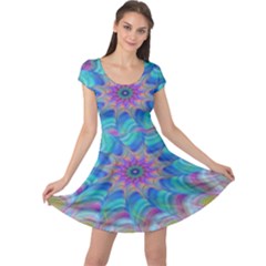 Fractal Curve Decor Twist Twirl Cap Sleeve Dress by Sapixe