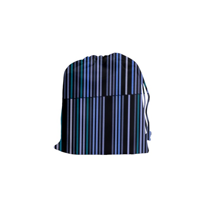 Shades of Blue Stripes Striped Pattern Drawstring Pouches (Small) 