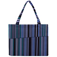 Shades Of Blue Stripes Striped Pattern Mini Tote Bag by yoursparklingshop