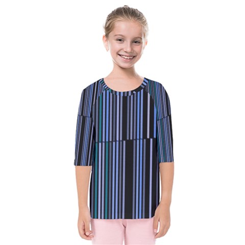 Shades Of Blue Stripes Striped Pattern Kids  Quarter Sleeve Raglan Tee by yoursparklingshop