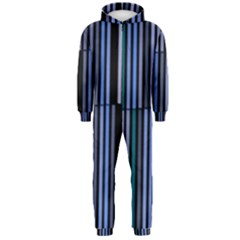 Shades Of Blue Stripes Striped Pattern Hooded Jumpsuit (men)  by yoursparklingshop