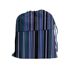 Shades Of Blue Stripes Striped Pattern Drawstring Pouches (extra Large) by yoursparklingshop