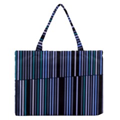 Shades Of Blue Stripes Striped Pattern Zipper Medium Tote Bag by yoursparklingshop