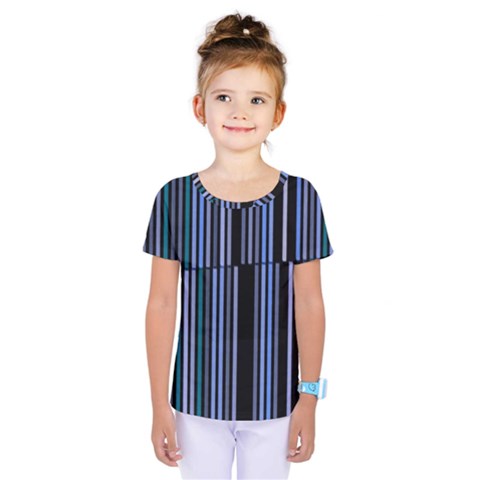 Shades Of Blue Stripes Striped Pattern Kids  One Piece Tee by yoursparklingshop