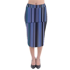 Shades Of Blue Stripes Striped Pattern Velvet Midi Pencil Skirt by yoursparklingshop