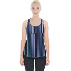 Shades Of Blue Stripes Striped Pattern Piece Up Tank Top by yoursparklingshop