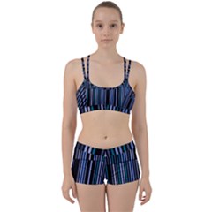 Shades Of Blue Stripes Striped Pattern Women s Sports Set by yoursparklingshop