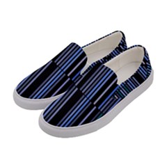 Shades Of Blue Stripes Striped Pattern Women s Canvas Slip Ons by yoursparklingshop