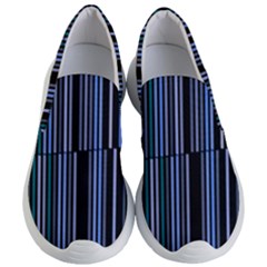 Shades Of Blue Stripes Striped Pattern Women s Lightweight Slip Ons by yoursparklingshop