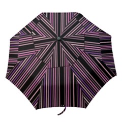 Shades Of Pink And Black Striped Pattern Folding Umbrellas by yoursparklingshop