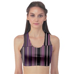 Shades Of Pink And Black Striped Pattern Sports Bra by yoursparklingshop