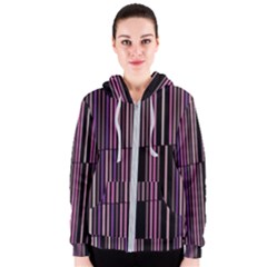 Shades Of Pink And Black Striped Pattern Women s Zipper Hoodie