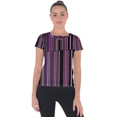 Shades Of Pink And Black Striped Pattern Short Sleeve Sports Top  by yoursparklingshop