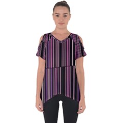 Shades Of Pink And Black Striped Pattern Cut Out Side Drop Tee by yoursparklingshop