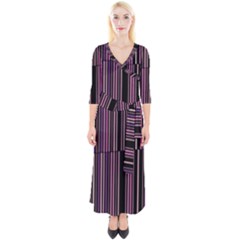 Shades Of Pink And Black Striped Pattern Quarter Sleeve Wrap Maxi Dress by yoursparklingshop