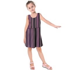 Shades Of Pink And Black Striped Pattern Kids  Sleeveless Dress by yoursparklingshop