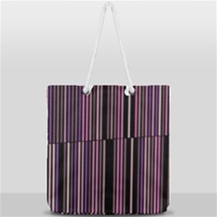 Shades Of Pink And Black Striped Pattern Full Print Rope Handle Tote (large) by yoursparklingshop