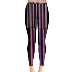 Shades Of Pink And Black Striped Pattern Inside Out Leggings by yoursparklingshop