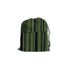 Shades Of Green Stripes Striped Pattern Drawstring Pouches (small)  by yoursparklingshop