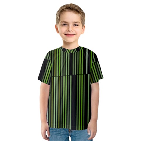 Shades Of Green Stripes Striped Pattern Kids  Sport Mesh Tee by yoursparklingshop