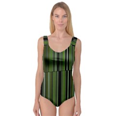 Shades Of Green Stripes Striped Pattern Princess Tank Leotard  by yoursparklingshop