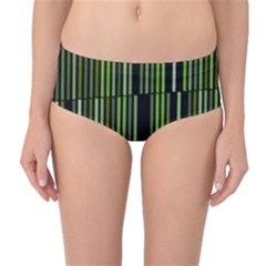 Shades Of Green Stripes Striped Pattern Mid-waist Bikini Bottoms by yoursparklingshop