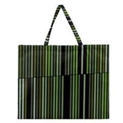 Shades Of Green Stripes Striped Pattern Zipper Large Tote Bag by yoursparklingshop