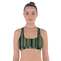 Shades Of Green Stripes Striped Pattern Cross Back Sports Bra by yoursparklingshop