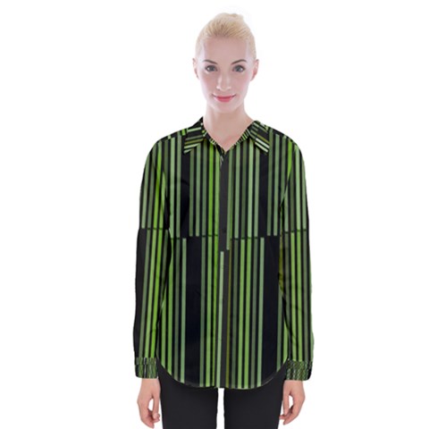 Shades Of Green Stripes Striped Pattern Womens Long Sleeve Shirt by yoursparklingshop