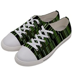 Shades Of Green Stripes Striped Pattern Women s Low Top Canvas Sneakers by yoursparklingshop