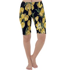 Yellow Tulip Cropped Leggings  by CasaDiModa