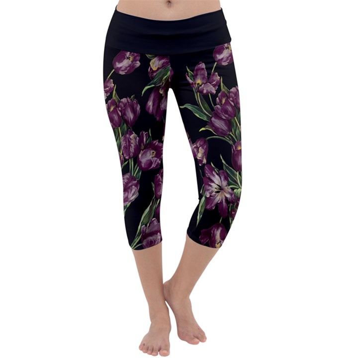 Tulip print Capri Yoga Leggings