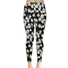 White Tulip Print Inside Out Leggings