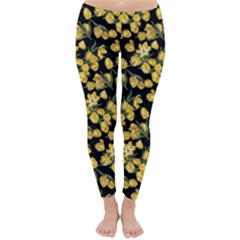 Yellow Tulip Print Classic Winter Leggings by CasaDiModa