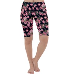 Pink Tulip Print Cropped Leggings 