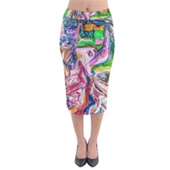 Budha Denied The Shine Of The World Velvet Midi Pencil Skirt by bestdesignintheworld