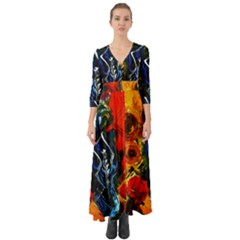 1 Butterfly 1 Button Up Boho Maxi Dress