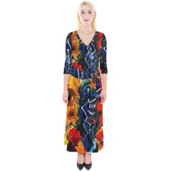 1 Butterfly 1 Quarter Sleeve Wrap Maxi Dress