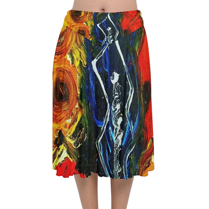 1 Butterfly 1 Velvet Flared Midi Skirt