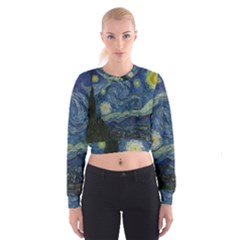 The Starry Night  Cropped Sweatshirt by Valentinaart