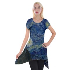 The Starry Night  Short Sleeve Side Drop Tunic by Valentinaart