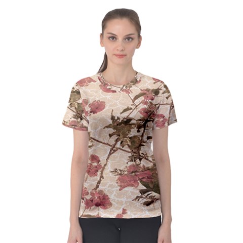 Textured Vintage Floral Design Women s Sport Mesh Tee by dflcprints